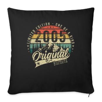 2005 Anniversaire né en 2005 Retro Vintage - Housse de coussin décorative 45 x 45 cm - noir - Devant