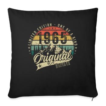 1965 Anniversaire né en 1965 Rétro Vintage - Housse de coussin décorative 45 x 45 cm - noir - Devant