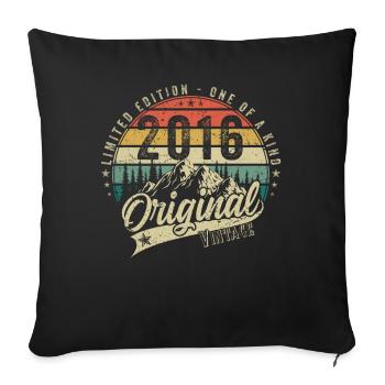 2016 Anniversaire né en 2016 Retro Vintage - Housse de coussin décorative 45 x 45 cm - noir - Devant