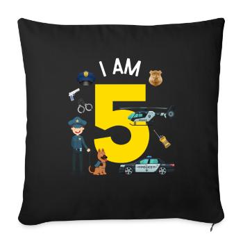 I am 5 - US Police - Sofa pillowcase 17,3'' x 17,3'' (45 x 45 cm) - black - Front