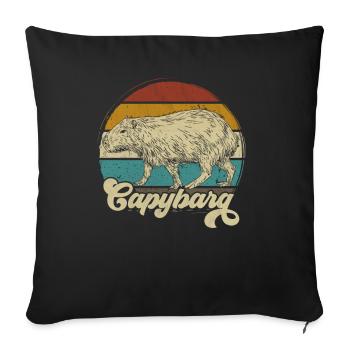 Capybara capybara retro rodent animal funny - Sofa pillowcase 17,3'' x 17,3'' (45 x 45 cm) - black - Front