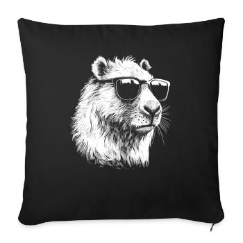 Capybara Wasserschwein retro Nagetier Tier lustig - Sofakissenbezug 45 x 45 cm - Schwarz - Vorne