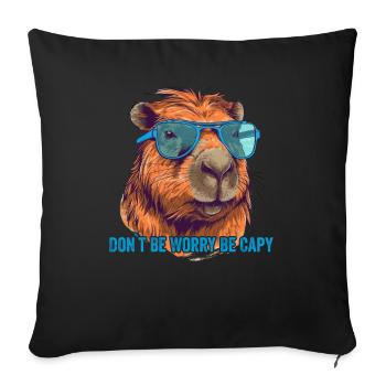 Capybara Wasserschwein retro Nagetier Tier lustig - Sofakissenbezug 45 x 45 cm - Schwarz - Vorne