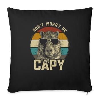 Capybara Wasserschwein retro Nagetier Tier lustig - Sofakissenbezug 45 x 45 cm - Schwarz - Vorne