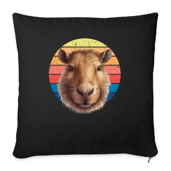 Capybara Wasserschwein retro Nagetier Tier lustig - Sofakissenbezug 45 x 45 cm - Schwarz - Vorne