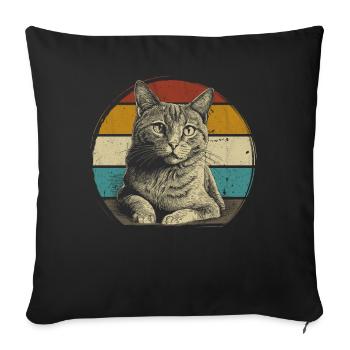 Retro Cat Kitten - Sofa pillowcase 17,3'' x 17,3'' (45 x 45 cm) - black - Front