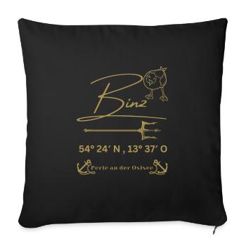 Binz-Möwe-Anker-Ostsee-Koordinaten - Sofakissenbezug 45 x 45 cm - Schwarz - Vorne