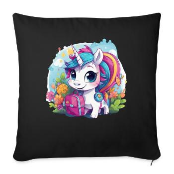 Unicorn Schoolchild School Enrollment Girl Gift - Sofa pillowcase 17,3'' x 17,3'' (45 x 45 cm) - black - Front