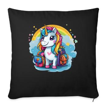 Unicorn Schoolchild School Enrollment Girl Gift - Sofa pillowcase 17,3'' x 17,3'' (45 x 45 cm) - black - Front