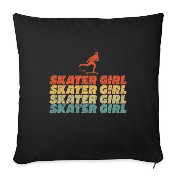 Skater Girl Skateboard Skateboarding Vintage - Sofakissenbezug 45 x 45 cm - Schwarz - Vorne