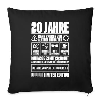 20. Geburtstag Männer Frauen Lustig 20 Jahre - Sofakissenbezug 45 x 45 cm - Schwarz - Vorne