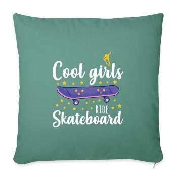 Cool girls ride skateboard - Sofakissenbezug 45 x 45 cm - Tanngrün - Vorne