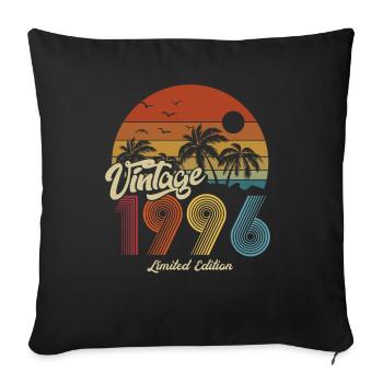 1996 Anniversaire né en 1996 Retro Vintage - Housse de coussin décorative 45 x 45 cm - noir - Devant