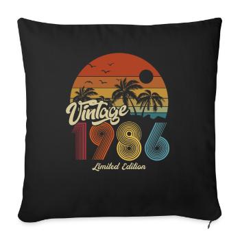 1986 Anniversaire né en 1986 Retro Vintage - Housse de coussin décorative 45 x 45 cm - noir - Devant