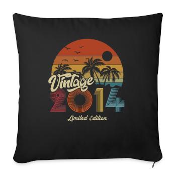 2014 Anniversaire né en 2014 Retro Vintage - Housse de coussin décorative 45 x 45 cm - noir - Devant