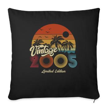 2005 Anniversaire né en 2005 Retro Vintage - Housse de coussin décorative 45 x 45 cm - noir - Devant