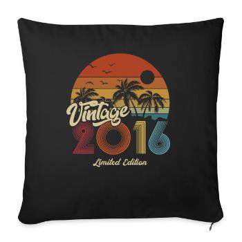 2016 Anniversaire né en 2016 Retro Vintage - Housse de coussin décorative 45 x 45 cm - noir - Devant