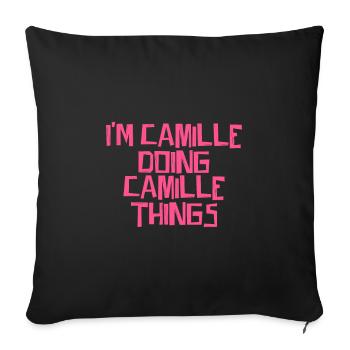 Je suis Camille en train de faire des choses Camille - Housse de coussin décorative 45 x 45 cm - noir - Devant