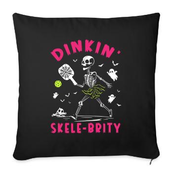 Pickleball Skeleton Halloween Dinkin Skele-Brity - Sofa pillowcase 17,3'' x 17,3'' (45 x 45 cm) - black - Front