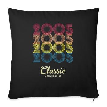 2005 Anniversaire né en 2005 Retro Vintage - Housse de coussin décorative 45 x 45 cm - noir - Devant