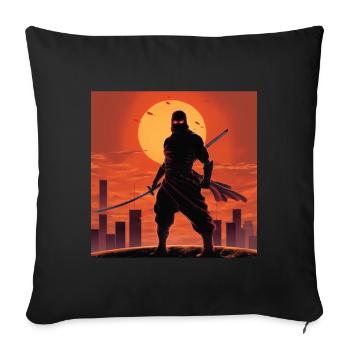 T-shirt Ninja Hommes, Autocollants Fantaisie Garçons Tailles, Casquettes Mugs - Housse de coussin décorative 45 x 45 cm - noir - Devant