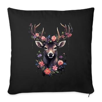 Remplacement dirndl cerf bois cerf cerf - Housse de coussin décorative 45 x 45 cm - noir - Devant