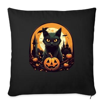 Cats Halloween Pumpkin Cat Lover - Sofa pillowcase 17,3'' x 17,3'' (45 x 45 cm) - black - Front