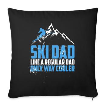 Ski Geschenk für einen Ski Dad Skifahrer Papa - Sofakissenbezug 45 x 45 cm - Schwarz - Vorne