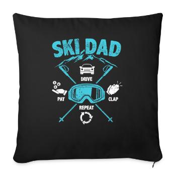Ski Geschenk für einen Ski Dad Skifahrer Papa - Sofakissenbezug 45 x 45 cm - Schwarz - Vorne