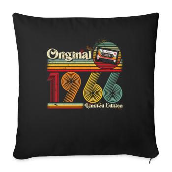 Né en 1966 1966 cadeau d’anniversaire vintage - Housse de coussin décorative 45 x 45 cm - noir - Devant