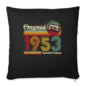 1953 Anniversaire Né En 1953 Rétro Vintage - Housse de coussin décorative 45 x 45 cm - noir - Devant