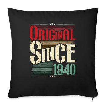 Anniversaire des années 1940 né dans les années 1940 rétro Vintage - Housse de coussin décorative 45 x 45 cm - noir - Devant