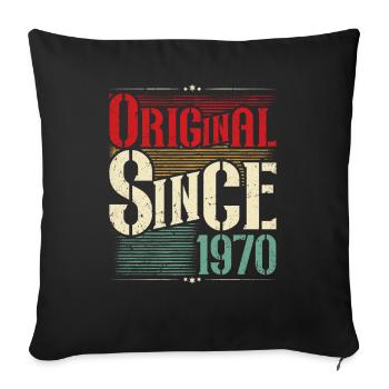 1970 Anniversaire Né En 1970 Rétro Vintage - Housse de coussin décorative 45 x 45 cm - noir - Devant