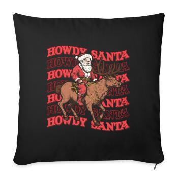 Salut Père Noël Cowboy Western - Housse de coussin décorative 45 x 45 cm - noir - Devant