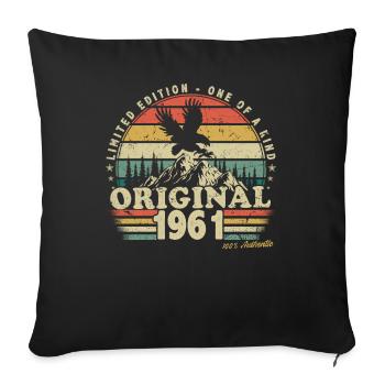 1961 Vintage anniversaire rétro Vintage cadeau - Housse de coussin décorative 45 x 45 cm - noir - Devant