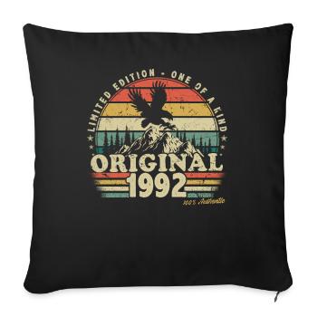 1992 Vintage anniversaire rétro Vintage cadeau - Housse de coussin décorative 45 x 45 cm - noir - Devant