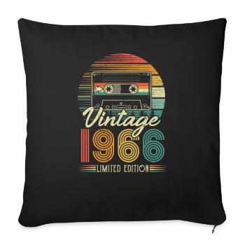 Né en 1966 1966 cadeau d’anniversaire vintage - Housse de coussin décorative 45 x 45 cm - noir - Devant