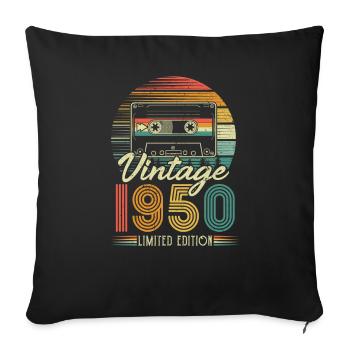 1950 Birthday born in 1950 Retro Vintage - Sofa pillowcase 17,3'' x 17,3'' (45 x 45 cm) - black - Front