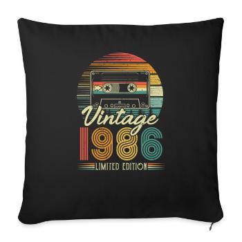 1986 Anniversaire Né En 1986 Rétro Vintage - Housse de coussin décorative 45 x 45 cm - noir - Devant