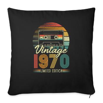 1970 Anniversaire Né En 1970 Rétro Vintage - Housse de coussin décorative 45 x 45 cm - noir - Devant