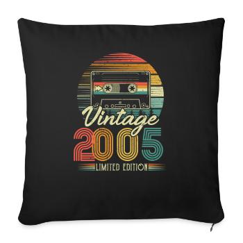 2005 Anniversaire Né En 2005 Rétro Millésime - Housse de coussin décorative 45 x 45 cm - noir - Devant