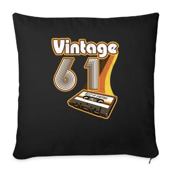 1961 Vintage Anniversaire Rétro Vintage Cadeau - Housse de coussin décorative 45 x 45 cm - noir - Devant