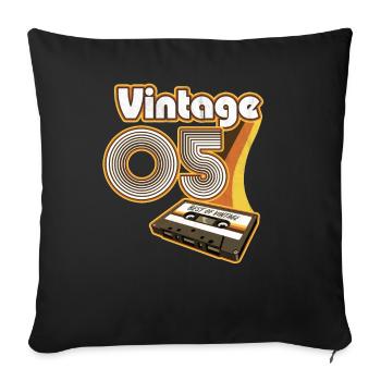 2005 Anniversaire Né En 2005 Rétro Millésime - Housse de coussin décorative 45 x 45 cm - noir - Devant