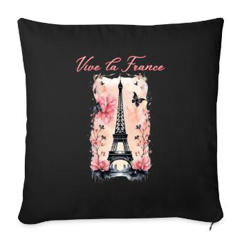Vive la France-Tour Eiffel-Paris - Housse de coussin décorative 45 x 45 cm - noir - Devant
