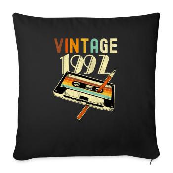 1992 Vintage anniversaire rétro Vintage cadeau - Housse de coussin décorative 45 x 45 cm - noir - Devant