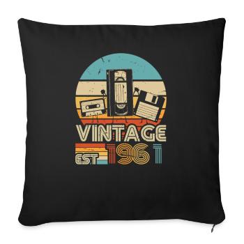 1961 Vintage anniversaire rétro Vintage cadeau - Housse de coussin décorative 45 x 45 cm - noir - Devant