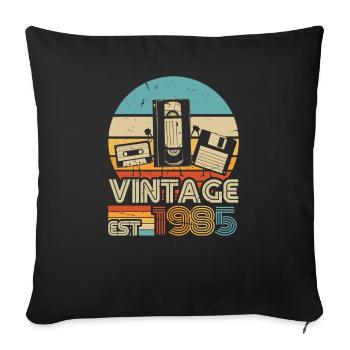 1985 Anniversaire Né En 1985 Rétro Vintage - Housse de coussin décorative 45 x 45 cm - noir - Devant