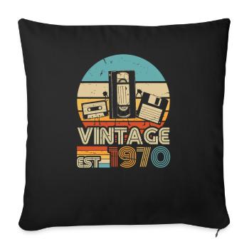 1970 Anniversaire Né En 1970 Rétro Vintage - Housse de coussin décorative 45 x 45 cm - noir - Devant