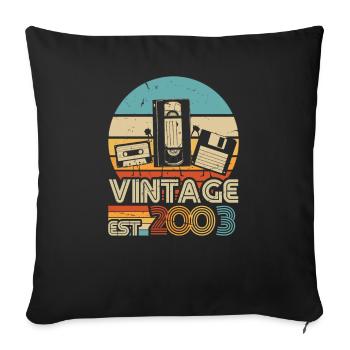 2003 Anniversaire Né En 2003 Rétro Millésime - Housse de coussin décorative 45 x 45 cm - noir - Devant