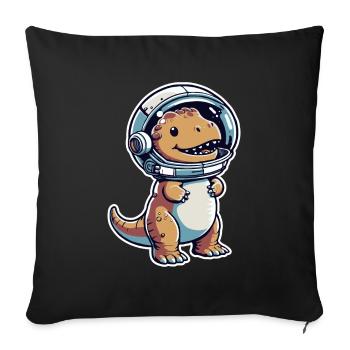 Funny Space Dino Astronaut - Sofa pillowcase 17,3'' x 17,3'' (45 x 45 cm) - black - Front